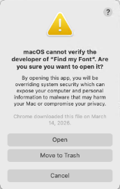 macOS Cannot Verify
