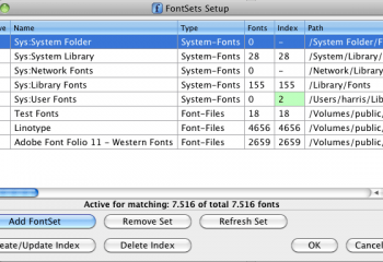 The FontSets Setup dialog box